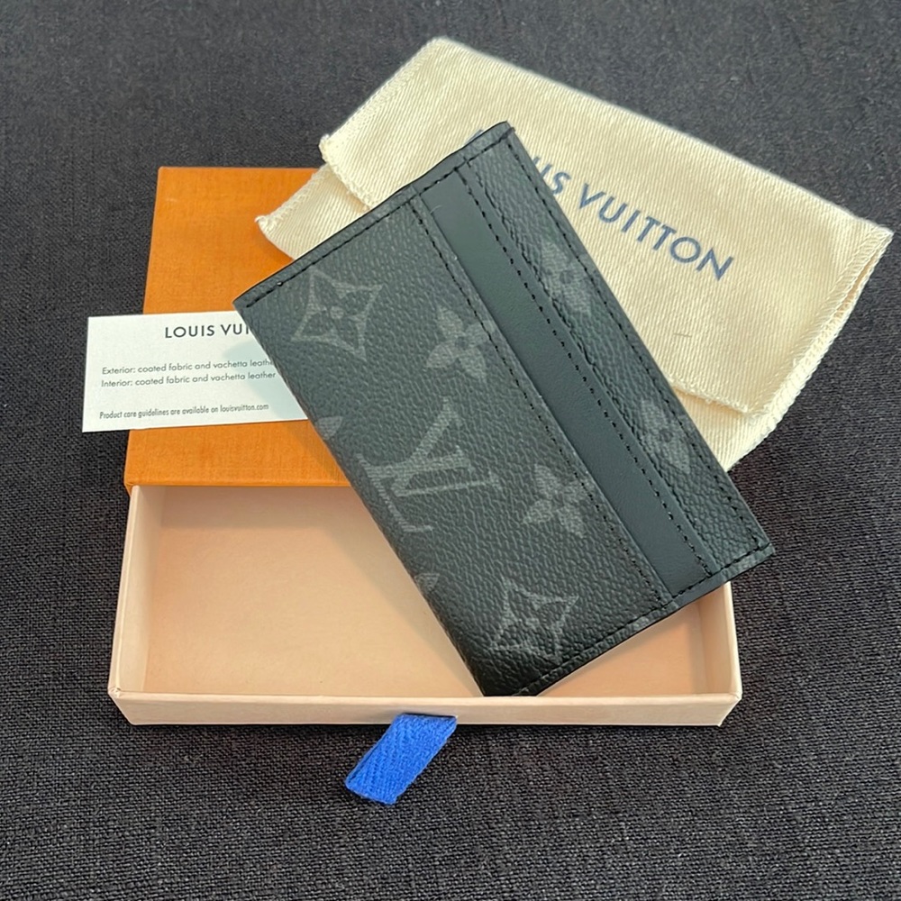 Louis Vuitton • DOUBLE CARD HOLDER• Monogram Eclipse Canvas• New